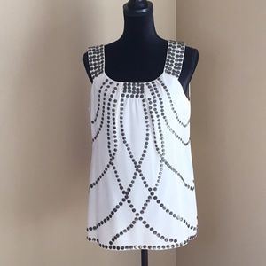 Nanette Lepore sleeveless cream studded dressy tank top.
